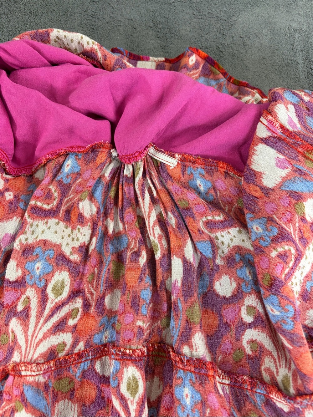 Anthropologie Red Floral V-Neck Tiered Mini Dress size M - Picture 13 of 13